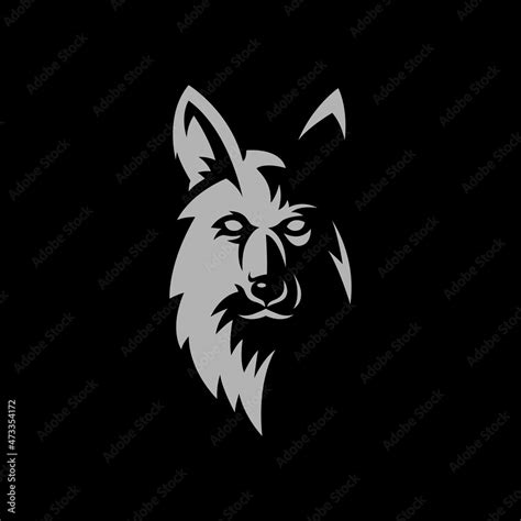 German Shepherd face logo with half shadow effect Stock Vector | Adobe ...