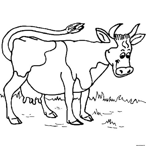 Coloriage Vache Joyeuse Dans Une Ferme JeColorie