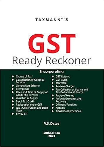 Gst Ready Reckoner By Vs Datey Taxmann