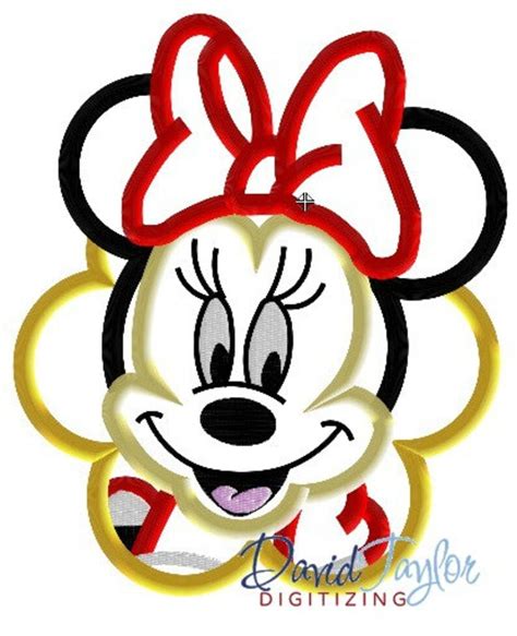 Minnie Mouse Flower Embroidery Machine Design Applique Etsy