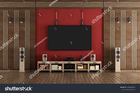 Home Cinema Room Tv Hanging On Stock Illustration 1008808849