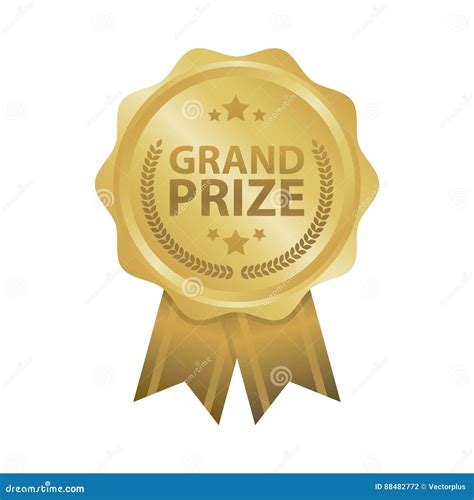 Grand Prize Win Gold Badges Vector Illustration Stock Vector