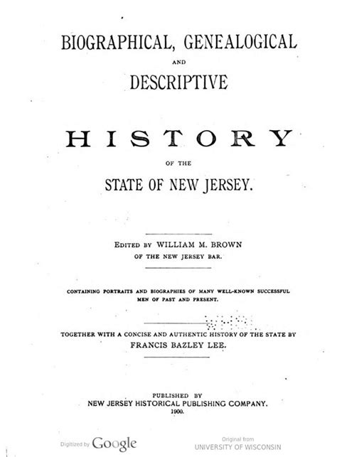 Biographical Genealogical And Descriptive History Of The State Of New Jersey Together With