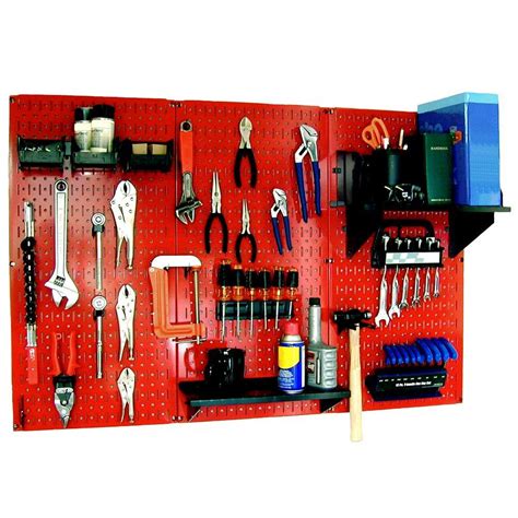 Wall Control 32 in. x 48 in. Metal Pegboard Standard Tool Storage Kit ...