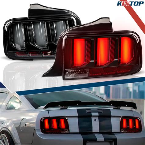 For 05 09 Ford Mustang Black Led Tube Sequential Signal Tail Lights