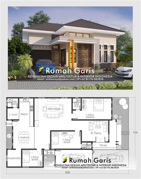 Denah Tampak Depan Rumah Modern Minimalis Ukuran Tanah 115 X 20 Meter Projetos De Casas