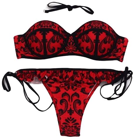 Vintage Women Bikini Set Swimwear Brazilian Push Up Padded Sexy Printed