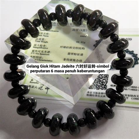 Gelang Giok Hitam Jadeite Premium Langka Bersertifikat Grade A 1409