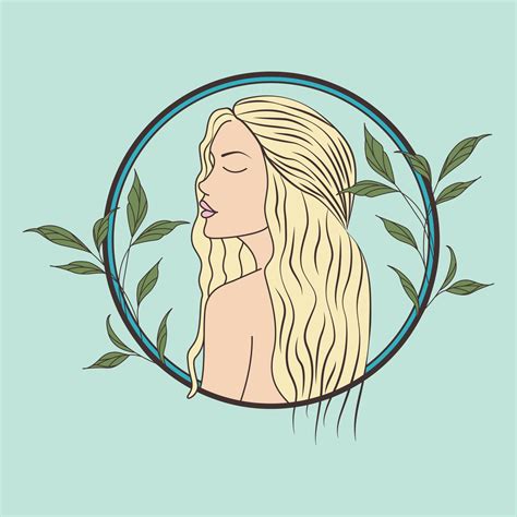 Beautiful Woman Portrait With Blonde Hair And Leaves Branches Illustration 22338022 Vector Art