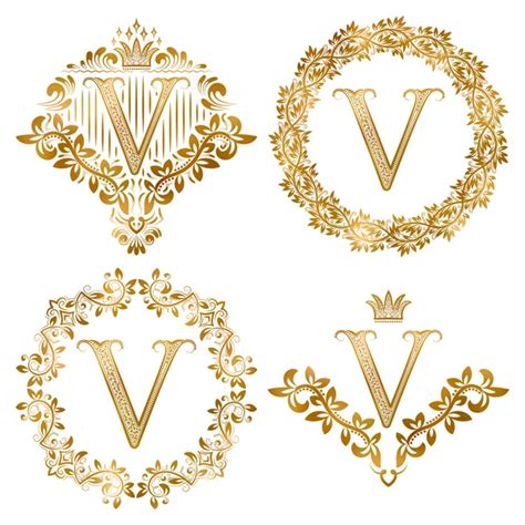 Golden Letter M Vintage Monograms Set Stock Vector Vectordivider