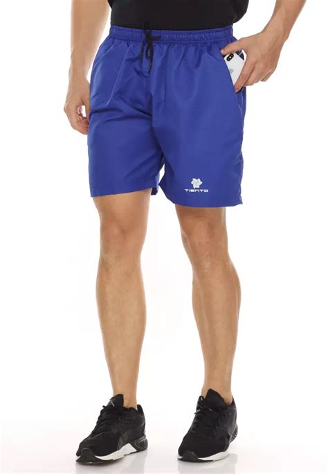 Jual Tiento Tiento Short Running Pants With Zipper Blue Celana Pendek