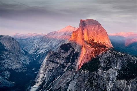 HD wallpaper: landscape photography of grey mountain summit, orange and ...