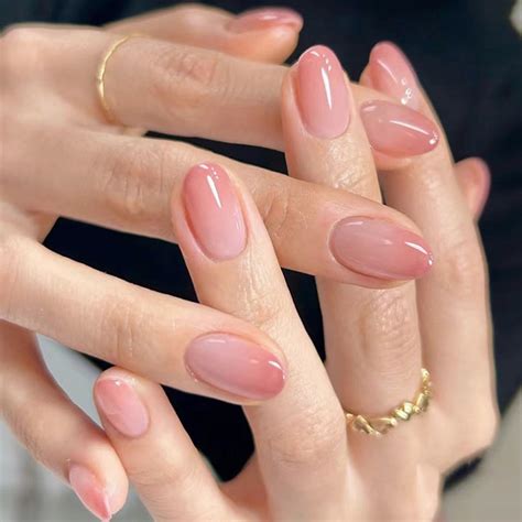 French False Nails 24pcs Press On Nails With Glue Medium Nude Short