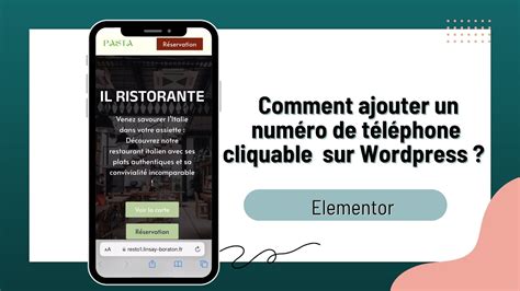 Comment ajouter un numéro de téléphone cliquable avec Elementor YouTube