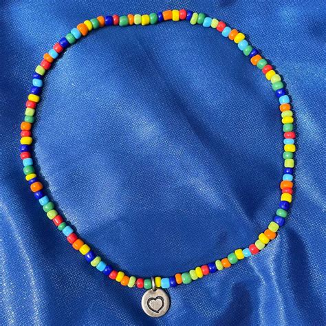 Rainbow Beaded Choker Necklace Etsy