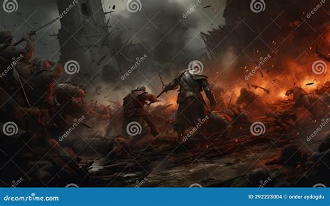 Battle Of Two Armies In The Middle Ages Stock Photo Image Of Battle