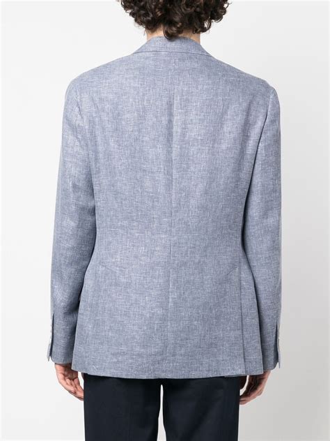 Brunello Cucinelli Single Breasted Linen Blend Blazer In Blue ModeSens