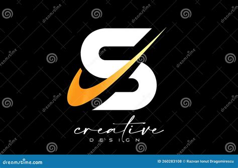 S Letter Logo Design With Creative Golden Swoosh Letter S Initial Icon