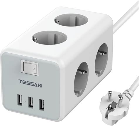 Tessan Regleta Con Enchufes Y Puertos Usb En Conector