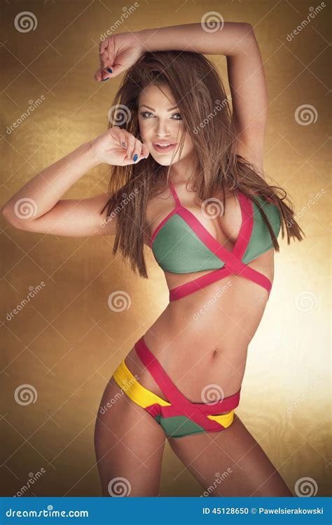 Brunette Woman Posing Stock Photo Image Of Cute Background