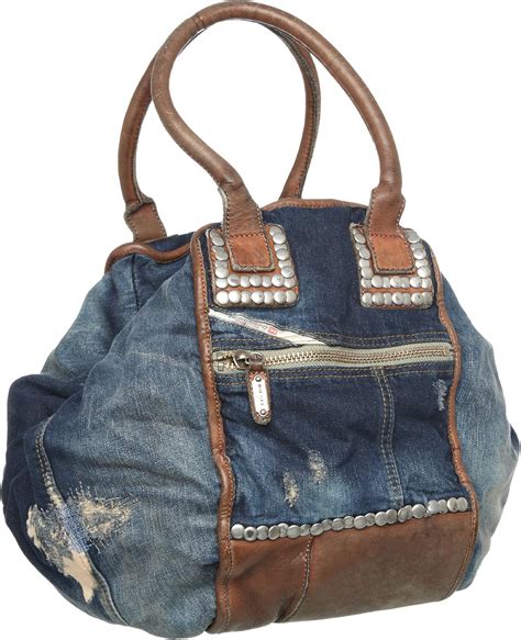 Diesel Women S Divina Small Warrior Denim Denim And Leather Shoulder Bag Indigo X00826 Ps480