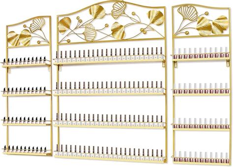 Amazon Ebanku Metal Wall Mounted Nail Polish Storage Racks Gold