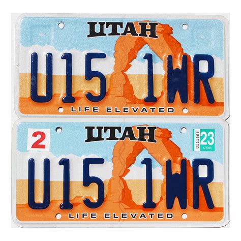 2023 Utah Arch Pair U151wr Collectible License Plates