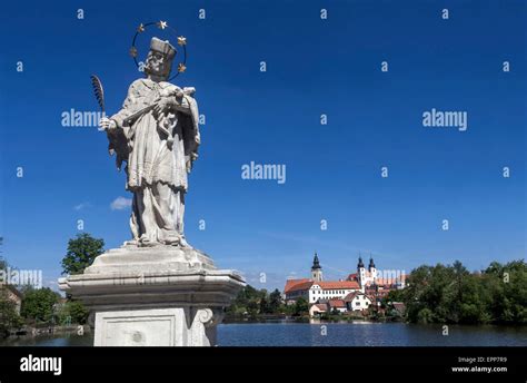 Telc Czech Republic Baroque Statue Saint John Of Nepomuk Moravia Stock