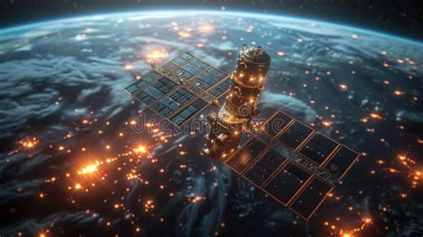 Autonomous Satellite System in Orbit Above Earth Stock Image - Image of ...