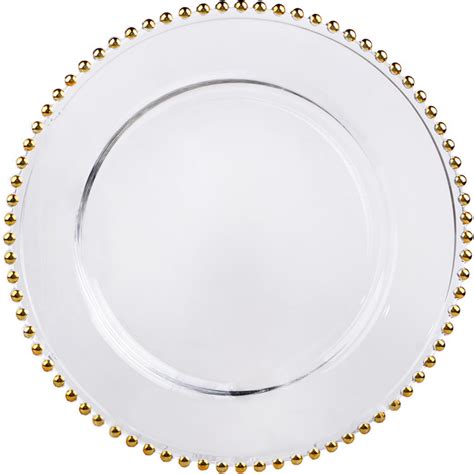 Wholesale Wholesale Clear Gold Bead Glass Charger Plate For Wedding