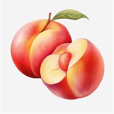 Premium Ai Image There Is A Painting Of Two Peaches With One Cut In Half Generative Ai