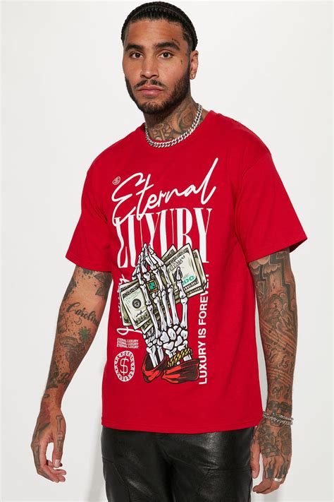 Endless Luxury Short Sleeve Tee Red Fashion Nova Mens Graphic Tees Fashion Nova