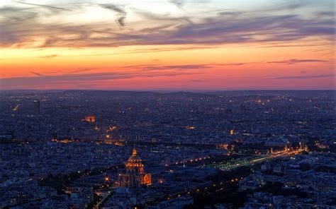 Fond d écran Paris Vue de dessus panorama ville ciel le coucher