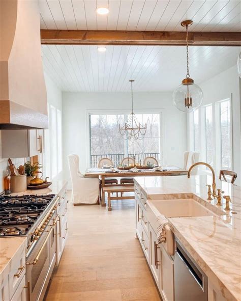 Kitchen Table Beneath White Shiplap Ceiling Soul Lane