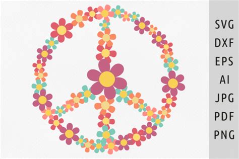 Floral Peace Sign Svg Peace Svg Hippie Graphic By Julia S Digital