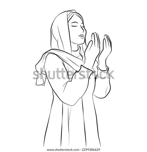 Religious Beautiful Muslim Girl Praying Stock Vector Royalty Free