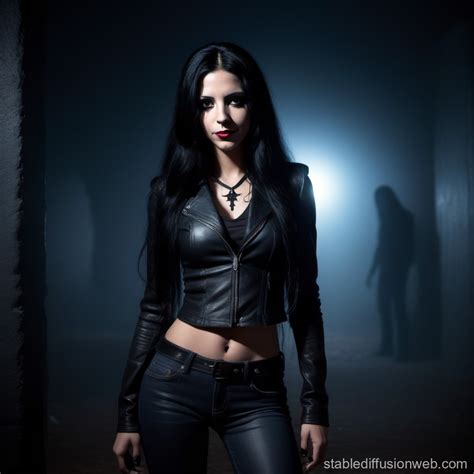 Mysterious Latina Goth In Lovecraft Night Stable Diffusion Online