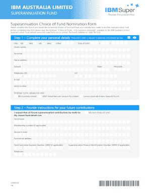 Fillable Online Superannuation Choice Of Fund Nomination Form Fax Email