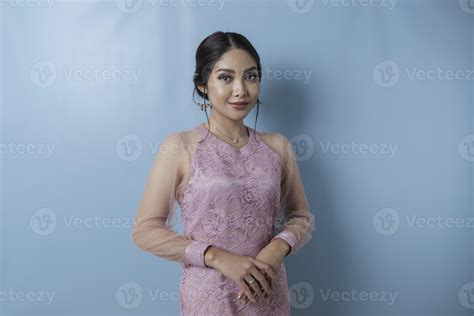 Portrait Of A Indonesian Woman Wearing Modern Kebaya Standing And