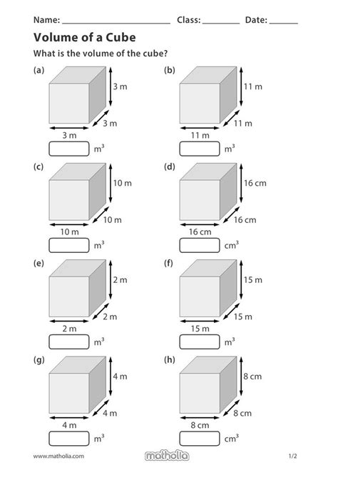 Volume Of Cube Worksheet For Grade 5