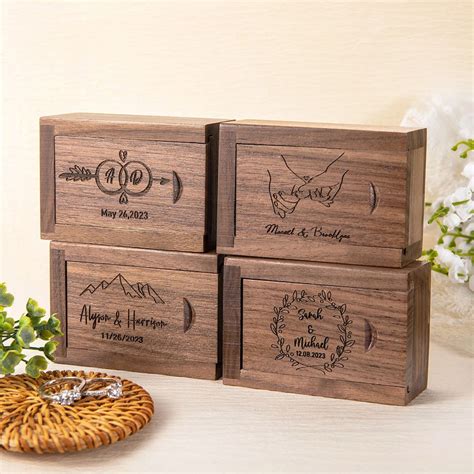 Custom Wooden Ring Box Rustic Wedding Ring Box Proposal Engagement