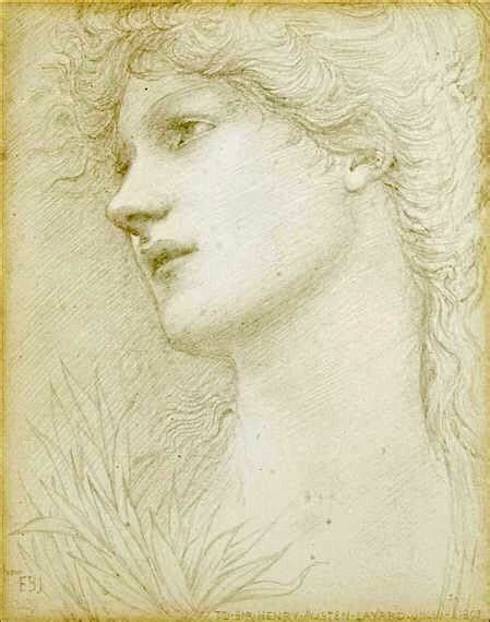 A Drawing Of A Woman S Head With Curly Hair And Eyes Looking To The Side