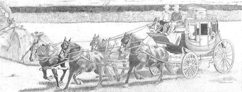 Old West Stagecoach Pencil Drawings