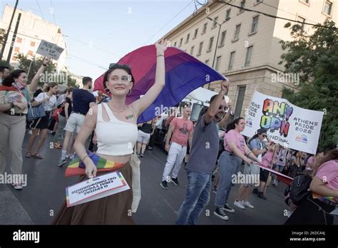 Thousands Of People March In The Streets Of City Center During The Annual Gay Pride Parade