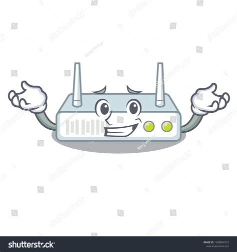 Grinning Router Installed Cartoon Wall Stock Vector Royalty Free