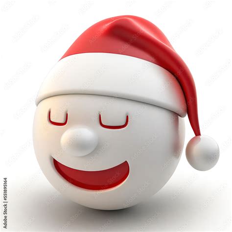 Christmas Emoji Wearing a Santa hat, Generative AI Digital Illustration. Stock Illustration ...