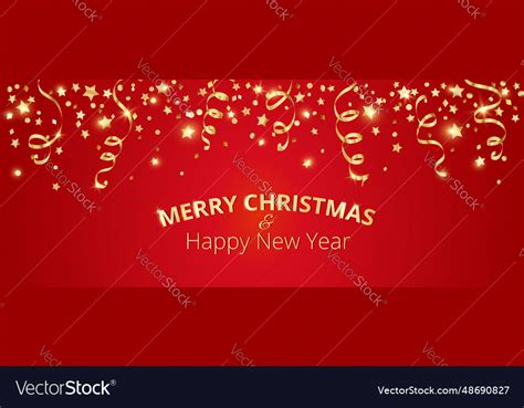 Christmas banner with decoration red background Vector Image