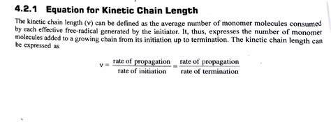 Equation For Kinetic Chain Length Degree Of Polymerisation