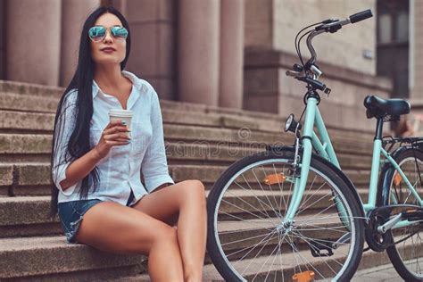 Brunette Female Wearing Blouse And Stock Photo Image Of Morning Figure 114501012