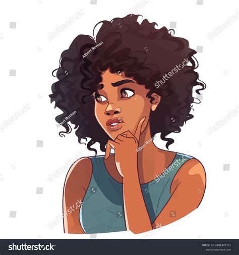 Black Woman Thinking Cartoon